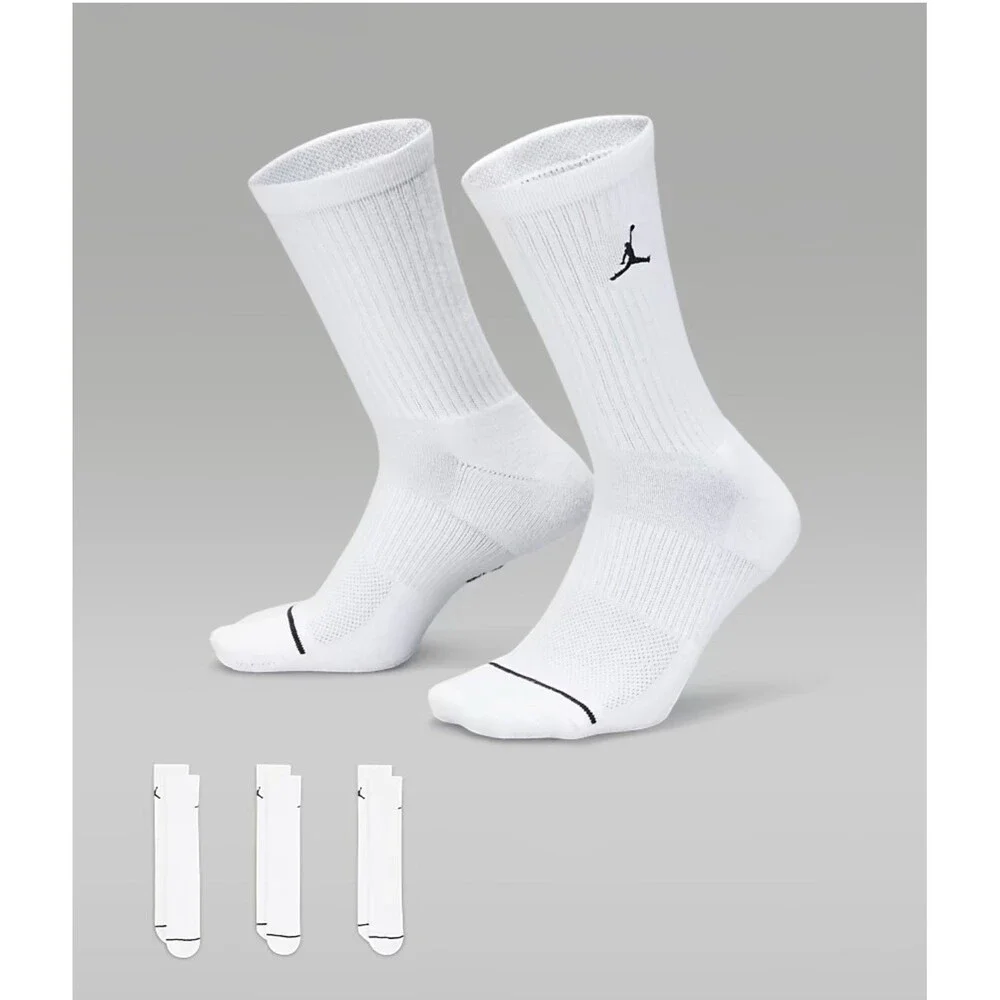 NEW Jordan Everyday DriFit Crew Socks   3 Pack - White  (FAST SHIPPING!!)